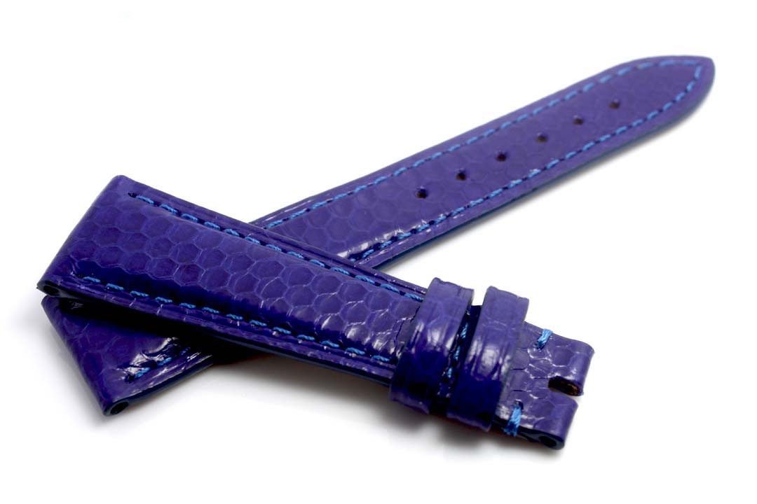 Deep blue Python leather watchstrap - Click Image to Close